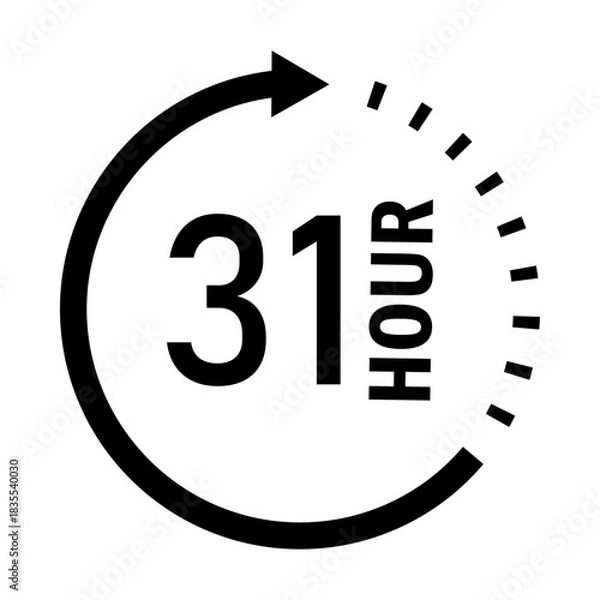 Fototapeta Thirty-one hour time limit countdown icon