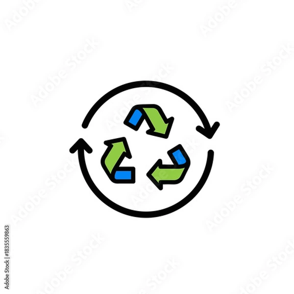 Obraz Go Green with this vibrant recycling symbol! Promote sustainability and eco-friendly practices with this eye-catching icon for your next project
