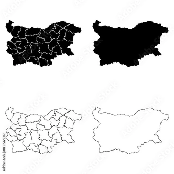 Obraz Bulgaria Outline and Solid Fill Map Set.