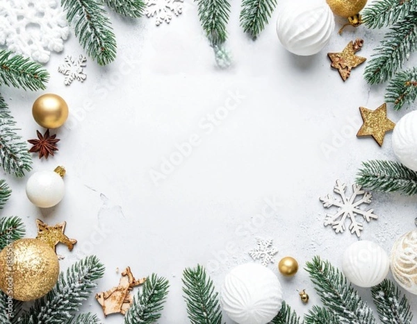 Obraz “Framed in Festivity: A Golden Christmas Greeting in Evergreen Elegance”