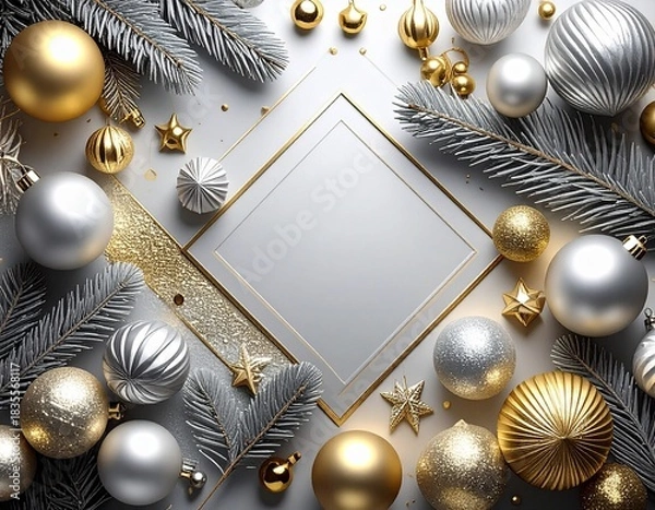 Obraz “Frosted Glamour: A Golden Frame for Holiday Wishes”