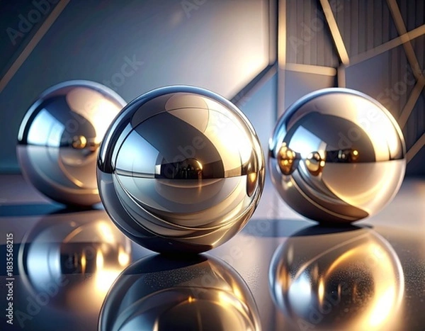 Obraz “Echoes of Precision: Metallic Reflections in a Geometric Realm”