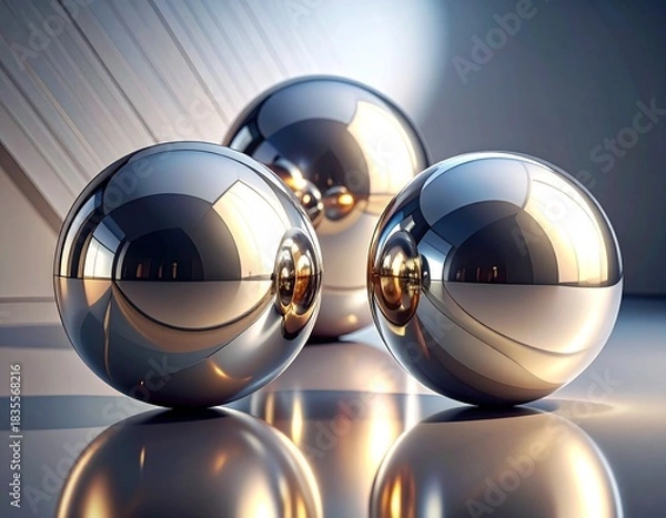 Obraz “Reflections in Motion: Metallic Harmony on a Geometric Stage”