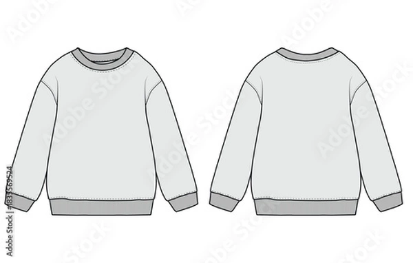 Obraz Long sleeve sweatshirt technical vector illustration template designs 