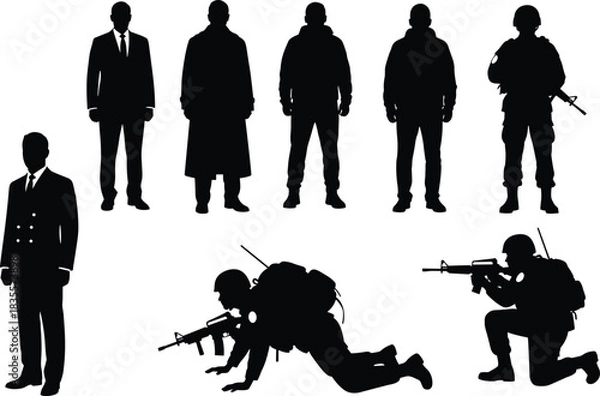 Fototapeta Diverse Chair Silhouette Furniture Collection, Black Vector Icons of Office, Gaming, Dining, and Folding Chairs for Interior Design, Home Furnishings, and Graphic Element Isolated.