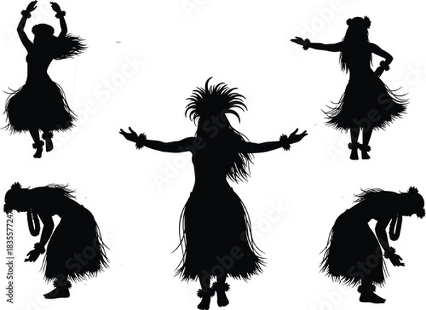 Fototapeta Essential Worker Silhouettes Collection, Figures of Laborers, Farmers, and Delivery Personnel in Various Poses Holding Tools for Construction, Agriculture, and Manual Job Vector Design Isolated