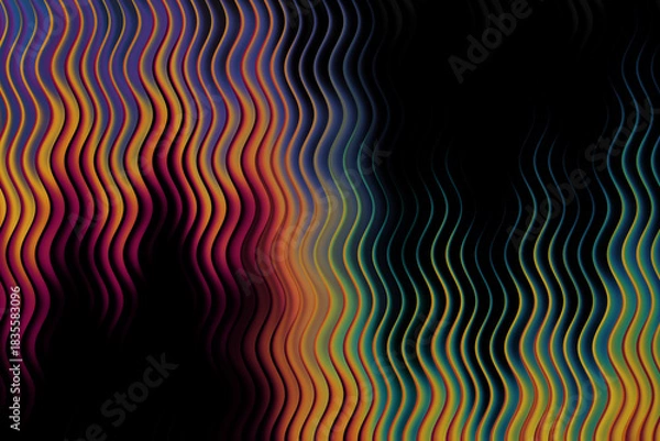 Fototapeta Abstract wavy lines with vibrant colors on a dark background, modern design