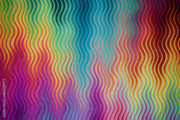 Fototapeta Colorful wavy lines background with vibrant gradient, abstract design pattern