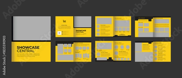 Obraz Creative product catalog brochure and multipurpose portfolio template. fully background yellow and black design