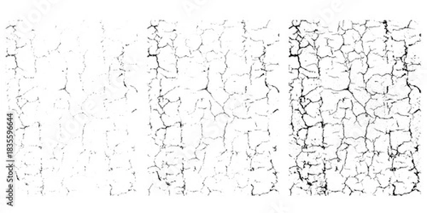 Obraz Vector natural surface texture set with various density. Crack ground overlays rectangular shape. Abstract grungy monochromatic backgrounds.
