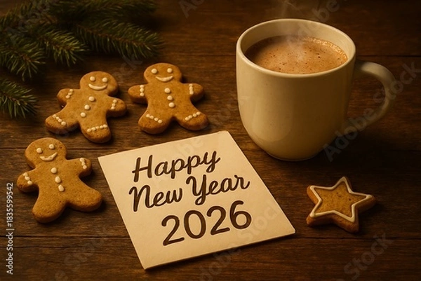 Obraz christmas gingerbread cookies and coffee