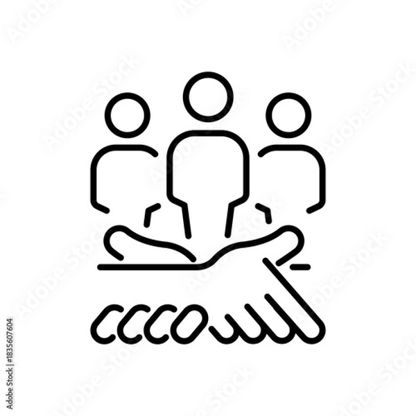 Obraz Teamwork vector icon. editable line icon in outline style, support, community, unity