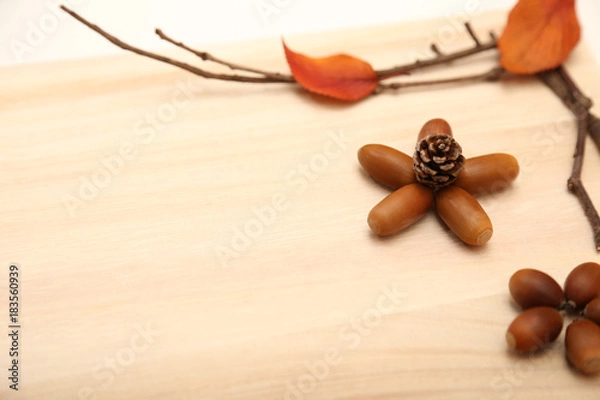 Obraz 秋の小物をあしらった背景素材_ヨコ１