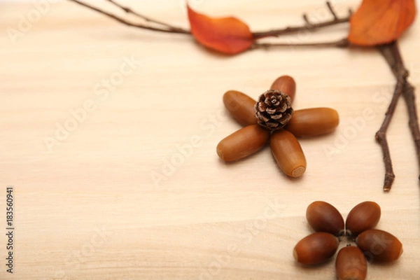 Obraz 秋の小物をあしらった素材_ヨコ２