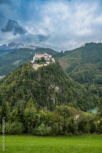 Obraz Hohenwerfen Castle on forested hilltop in Austrian Alps
