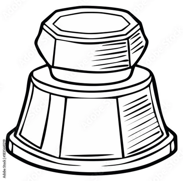 Fototapeta Black and white line art illustration of a trophy base or empty award pedestal stand