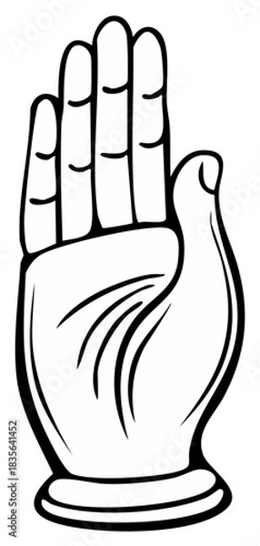Fototapeta Abhaya Mudra hand gesture of blessing and fearlessness simple black and white vector icon