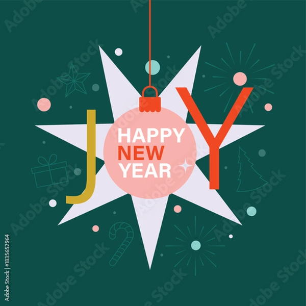 Obraz Happy New Year Background Vector Design.