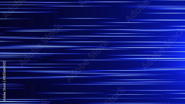 Fototapeta Abstract background of high-speed velocity lines on a blue gradient background. Speed lines background. Blue and white stripes flow. Business, technology, and presentation background. 