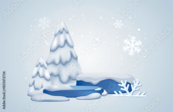 Obraz Winter snow scene with trees