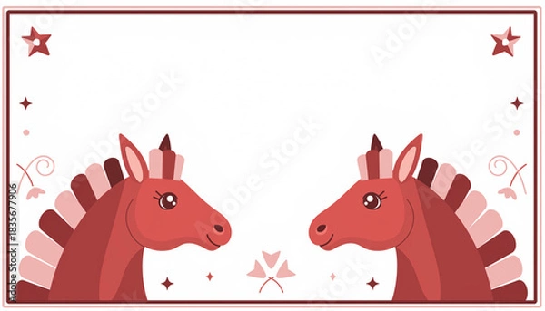 Obraz かわいい馬の背景枠2