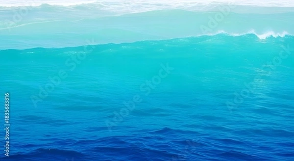 Fototapeta Turquoise Ocean Wave Breaking on the Surface with Blue Gradient