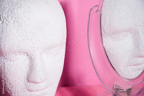 Obraz Styrofoam head and mirror