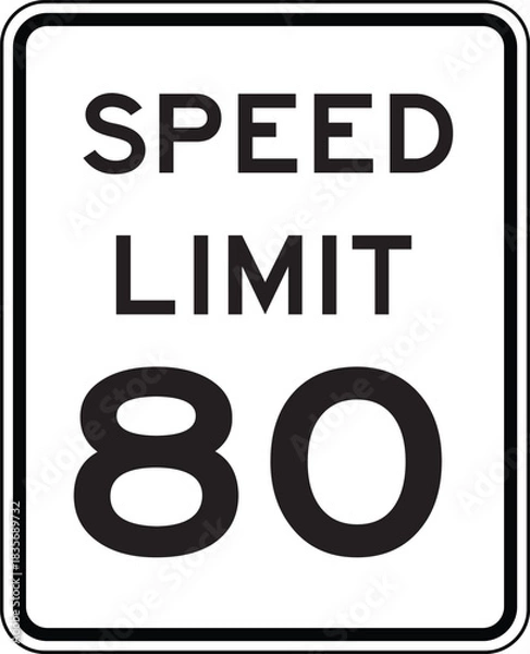 Fototapeta Speed Limit 80 Traffic Sign Editable Vector