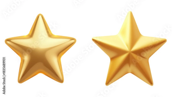 Fototapeta Golden glossy 3D star ornament with smooth gradients and festive highlights in premium decorative Christmas illustration style isolated transparent background, editable vector artwork ai illustration 