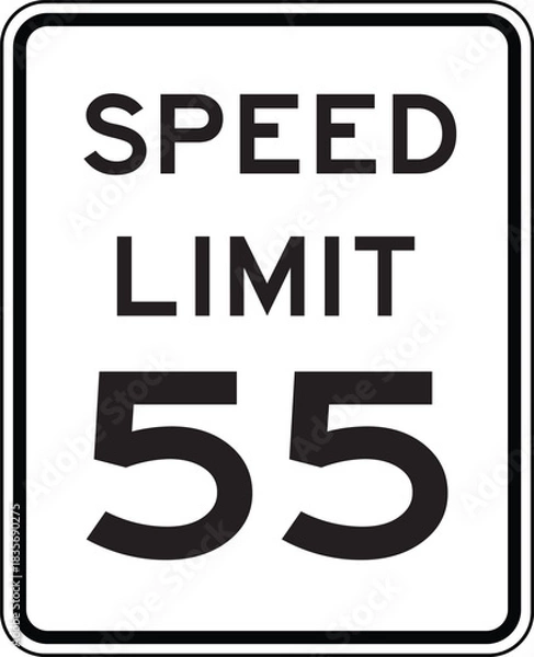 Fototapeta Speed Limit 55 Traffic Sign Editable Vector