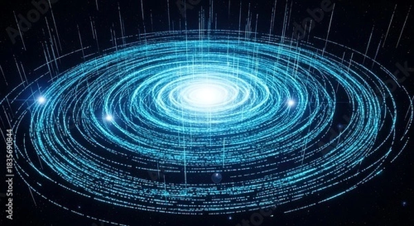 Obraz Futuristic digital vortex glowing with vibrant blue energy and data streams