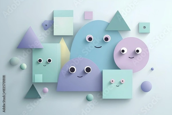 Obraz Playful Pastel Shapes Artwork