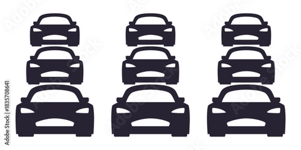 Obraz Cars icon set, transport flow, traffic jam symbol, auto automobile sign