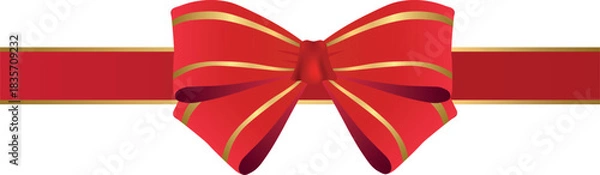 Obraz Realistic Red Ribbon Bow – Decorative Satin Gift Bow Isolated Vector