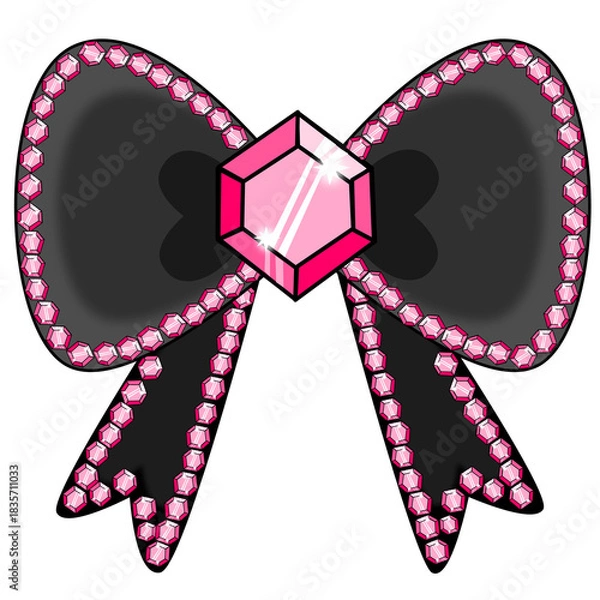 Obraz black bow with pink diamonds