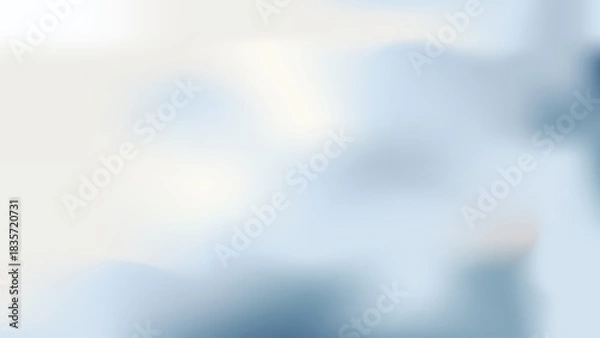 Fototapeta Abstract blurred white blue Cloud Dancer trend color gradient blur background. textured backdrop. Luxury template. Digital screen. Premium banner. Tech pop art card. Cover design. Layout. Copy space.