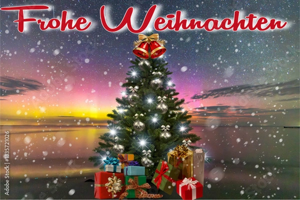 Obraz christmas card with christmas tree