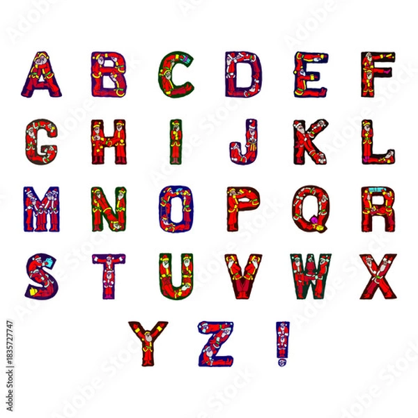 Obraz cartoon santa claus font set vector