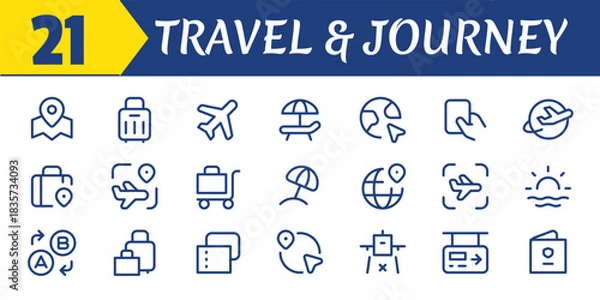 Obraz travel journey line icons.eps