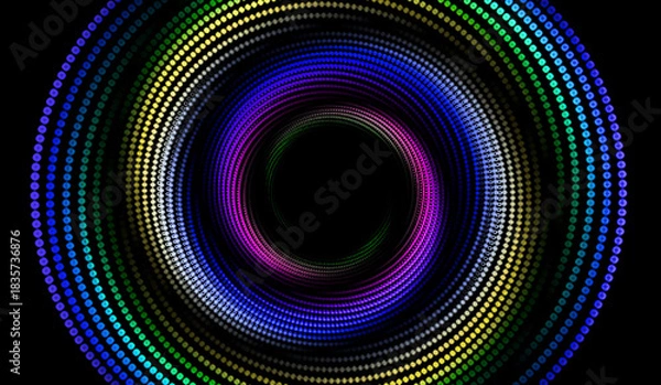 Obraz rounded colorful dots black background