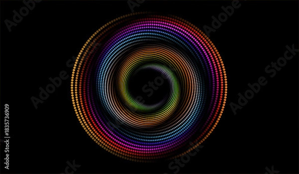 Obraz rounded colorful dots black background