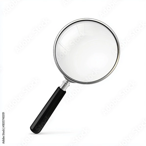 Fototapeta Simple magnifier on clean white background for UI search icon, data analysis visuals, and discovery concepts