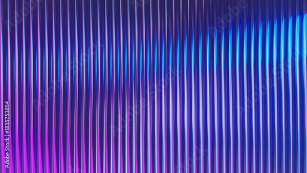 Obraz Corrugated glass texture. Neon blurry ribbed texture. Abstract 3d render.