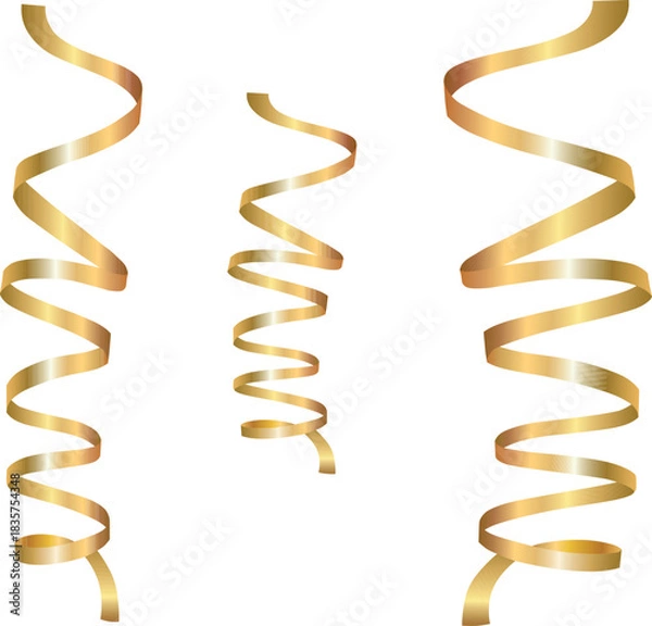 Obraz 3D Gold Ribbons – Realistic Shiny Decorative Vector Set