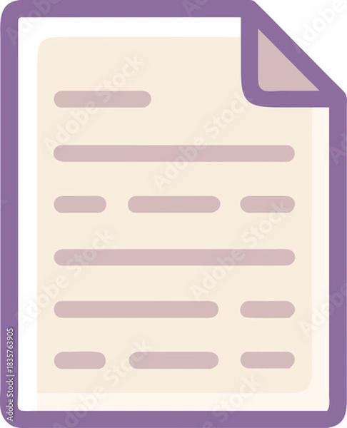 Fototapeta Document With Lined Content on a Plain Background