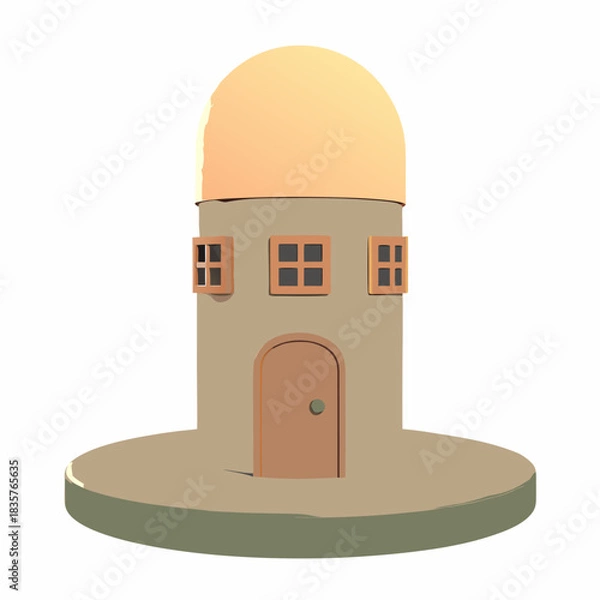 Fototapeta Small Round Building With a Dome and Windows in a Simple Design