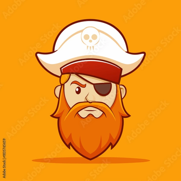 Fototapeta Pirate Character With Orange Background Showing Tough Look