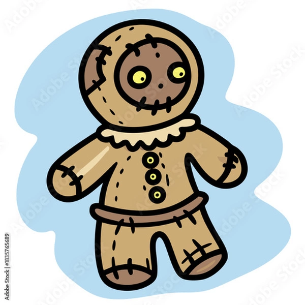 Fototapeta Small Doll Made of Cloth and Thread is on a Light Background