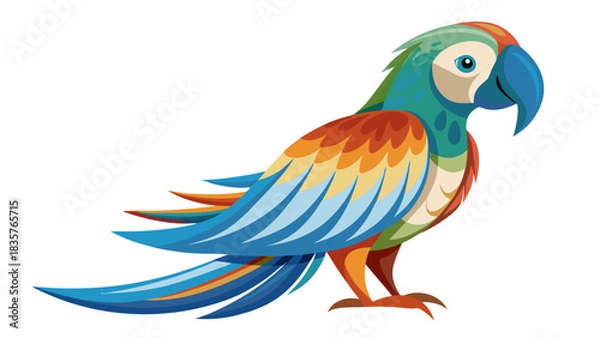 Fototapeta Colorful Parrot Standing on a Branch in a Tropical Setting