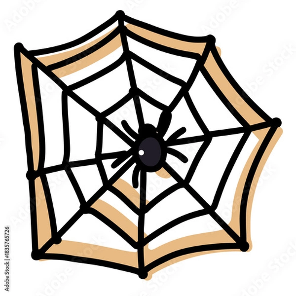 Fototapeta Spider Sits in the Center of a Web in a Simple Design